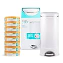 Munchkin® Step™ Diaper Pail Powered by Arm &amp; Hammer, #1 in Odor Control, Award-Winning, Includes 1 Snap, Seal &amp; Toss™ Bag, 8 Refill Rings, 1 Starter Refill Ring, and 1 Puck™ Baking Soda Cartridge