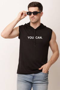 Mundali Printed Men Hooded Neck Black T-Shirt