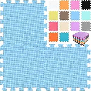 gym floor mat exercise mat eva foam interlocking tiles protective flooring for gym equipment and workouts 12mm extra thick sblue4tiles-16sqft