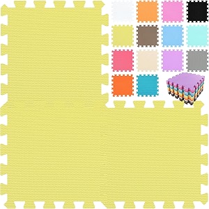 gym floor mat exercise mat eva foam interlocking tiles protective flooring for gym equipment and workouts 12mm extra thick yellow4tiles-16sqft