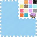 MUNDET WALA Gym Floor Mat, Exercise Mat, EVA Foam Interlocking Tiles, Protective Flooring for Gym Equipment and Workouts, 12mm Extra Thick (SBlue4Tiles-16SQFT)