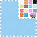Gym Floor Mat, Exercise Mat, EVA Foam Interlocking Tiles, Protective Flooring for Gym Equipment and Workouts, 12mm Extra Thick (SBlue4Tiles-16SQFT)