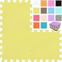 Gym Floor Mat, Exercise Mat, EVA Foam Interlocking Tiles, Protective Flooring for Gym Equipment and Workouts, 12mm Extra Thick (Yellow4Tiles-16SQFT)