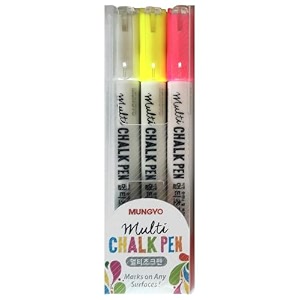 mungyo board amp glass chalk medium point pen marker set of 3 white yellow pink