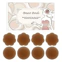 MUQU Nipple Covers Breast - No Show Pasties Reusable Women Sticky Seamless Silicone Breast Covers 4 Pairs Petals