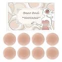 MUQU Nipple Covers Breast - No Show Pasties Reusable Women Sticky Seamless Silicone Breast Covers 4 Pairs Petals
