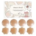 MUQU Nipple Covers Breast - No Show Pasties Reusable Women Sticky Seamless Silicone Breast Covers 4 Pairs Petals