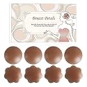 MUQU Nipple Covers Breast - No Show Pasties Reusable Women Sticky Seamless Silicone Breast Covers 4 Pairs Petals