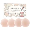 MUQU Womens Silicone Pasties, Adhesive Bra Reusable 2, 4 Pair Invisible Silicone Nipple Cover