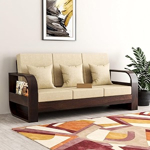 3 seater sheesham wood sofa for living room furniture home and office  three seater wooden sofa walnut finish 3 seater