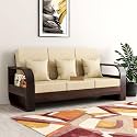 3 Seater Sheesham Wood Sofa for Living Room Furniture Home and Office | Three Seater Wooden Sofa (Walnut Finish, 3 Seater)