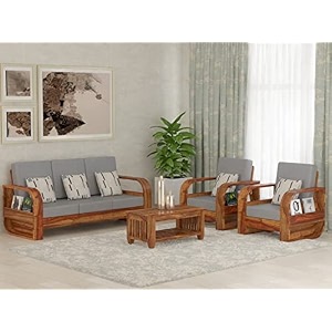 muraraka art 5 seater sheesham wood sofa set for living room furniture home and office 311 sofa set  five seater wooden sofa natural finish 5 seater