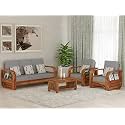 MURARAKA ART 5 Seater Sheesham Wood Sofa Set for Living Room Furniture Home and Office (3+1+1 Sofa Set) | Five Seater Wooden Sofa (Natural Finish, 5 Seater)