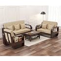 6 Seater Sheesham Wood Sofa Set for Living Room Furniture Home and Office (3+2+1 Sofa Set) | Six Seater Wooden Sofa Set (Walnut Finish, 6 Seater)