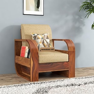 sheesham wood 1 seater sofa set for living room furniture wooden sofa set single seater for home amp office one seater sofa natural finish brown