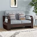 Sheesham Wood 2 Seater Sofa Set for Living Room Furniture Wooden Sofa Set Two Seater for Home &amp; Office (2 Seater Sofa, Walnut Finish) | 2 Person Sofa