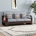Sheesham Wood 3 Seater Sofa Set for Living Room Furniture Wooden Sofa Set 3 Seater for Home &amp; Office (Three Seater Sofa, Walnut Finish) | 3 Person Sofa