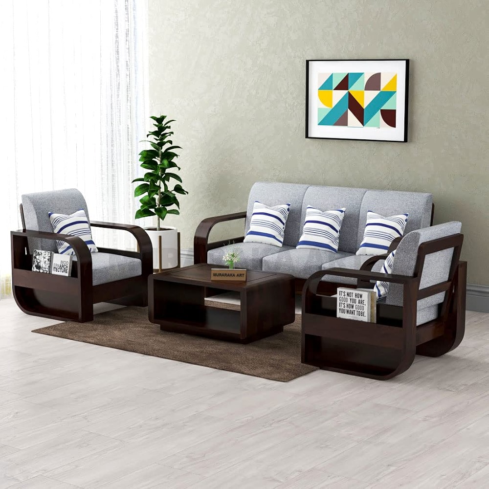 MURARAKA ART Sheesham Wood 5 Seater Sofa Set for Living Room Furniture ...