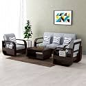 Sheesham Wood 5 Seater Sofa Set for Living Room Furniture Wooden Sofa Set 5 Seater for Home &amp; Office (3+1+1 Sofa, Walnut Finish)