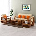 Sheesham Wood 5 Seater Sofa Set for Living Room | 5 Seater Sofa Set | Wooden Sofa Set | (3+1+1, Natural Teak Finish)