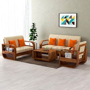 sheesham wood 6 seater sofa set for living room furniture wooden sofa set 6 seater for home amp office 321 natural finish  6 seater wooden sofa brownbeige