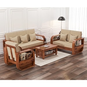 sheesham wood 6 seater sofa set for living room furniture wooden sofa set 6 seater for home amp office 321 natural finish brown