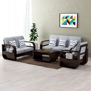 sheesham wood 6 seater sofa set for living room furniture wooden sofa set 6 seater for home amp office 321 walnut finish  6 seater wooden sofa