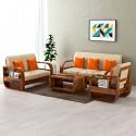 Sheesham Wood 6 Seater Sofa Set for Living Room Furniture Wooden Sofa Set 6 Seater for Home &amp; Office (3+2+1, Natural Finish) | 6 Seater Wooden Sofa, Brown,Beige