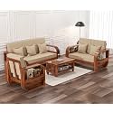 Sheesham Wood 6 Seater Sofa Set for Living Room Furniture Wooden Sofa Set 6 Seater for Home &amp; Office (3+2+1, Natural Finish), Brown