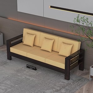 Sheesham Wood 3 Seater Sofa Set for Living Room Furniture Wooden Sofa ...