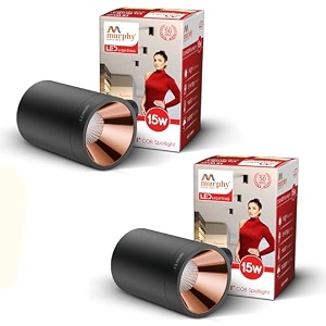 murphy 15w black body cylindrical surface mounted spot light down light warm white pack of 2aluminium