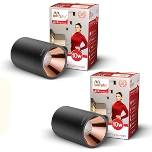 murphy 10w black body cylindrical surface mounted spot light down light warm white pack of 2aluminium