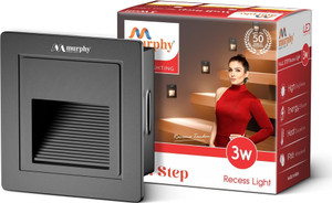 murphy 3w wall step black body outdoor and indoor led ip65 grade warm white pack of 1 gate light outdoor lamp