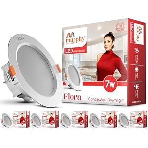 murphy flora 7w led down light cool white light round pack of 6 recessed ceiling led light suited for 3 inch junction box 2 years warranty