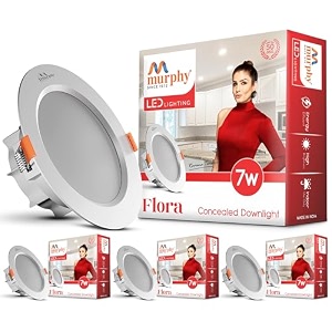 murphy flora 7w led down light cool white light round pack of 4 recessed ceiling led light suited for 3 inch junction box 2 years warranty