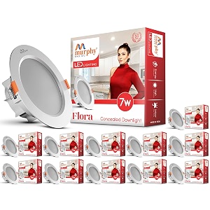 murphy flora 7w led down light warm white light round pack of 12 recessed ceiling led light suited for 3 inch junction box 2 years warranty