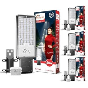 murphy velar 24w led street light with auto onoff day night sensor  aluminium body  ip66 waterproof  2400 lumens  6500k cool white   bis certified  2-year warranty pack of 4
