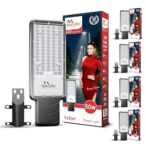 murphy velar 24w led street light with auto onoff day night sensor  aluminium body  ip66 waterproof  2400 lumens  6500k cool white   bis certified  2-year warranty pack of 5
