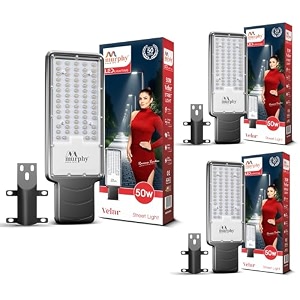 murphy velar 24w led street light with auto onoff day night sensor  aluminium body  ip66 waterproof  2400 lumens  6500k cool white   bis certified  2-year warranty pack of 3
