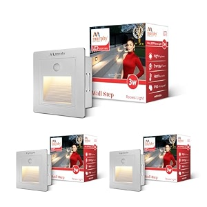 murphy white body 3-watt conceal motion sensor wall step light outdoor and indoor led foot light with aluminium ip65 grade waterproof body warm white pack of 3