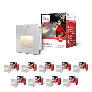 murphy white body 3-watt conceal motion sensor wall step light outdoor and indoor led foot light with aluminium ip65 grade waterproof body warm white pack of 10