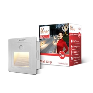 murphy white body 3-watt conceal motion sensor wall step light outdoor and indoor led foot light with aluminium ip65 grade waterproof body warm white pack of 1