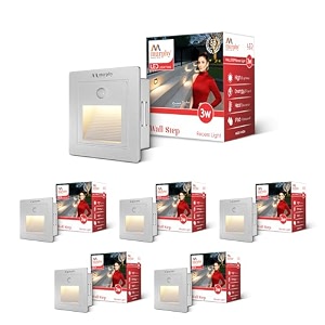 murphy white body 3-watt conceal motion sensor wall step light outdoor and indoor led foot light with aluminium ip65 grade waterproof body warm white pack of 6