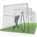 Murray Sporting Goods Baseball/Softball Batting Cage 40 ft - Black Steel Metal Frame with 60-Ply Net | Net Includes 7 ft Entrance Door and 4 ft Pitching Machine Hole