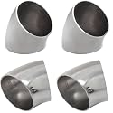 Murtenze 4 Pack OD 2 Inch 45 Degree Stainless Steel Bend Tube Exhaust Elbow Pipe for Car Modified Exhaust System 2" Piping Silver Tone，Stair Handrail Bend