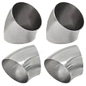 Murtenze 4 Pack OD 3 Inch 45 Degree Stainless Steel Bend Tube Exhaust Elbow Pipe for Car Modified Exhaust System 3" Piping Silver Tone，Stair Handrail Bend