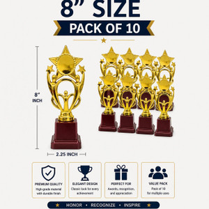 musa metallic fibre star boy golden winning trophy pack of 10 8 inch trophy