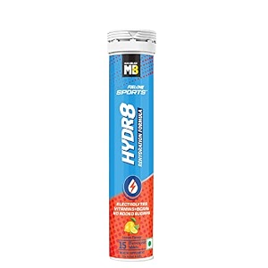 muscleblaze fuel one sports hydr8 rehydration formula with electrolytes vitamins bcaas amp no added sugars lemon 15 effervescent tablets