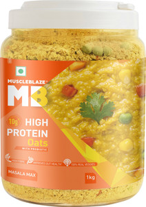 muscleblaze high protein oats 10 g protein added probiotics breakfast cereals masala max plastic bottle 1 kg