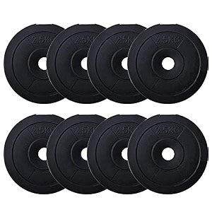 musclen fitness vinyl coated pvc intruder 20 kg weight plates 25kg x 8 black 25kg-8plates